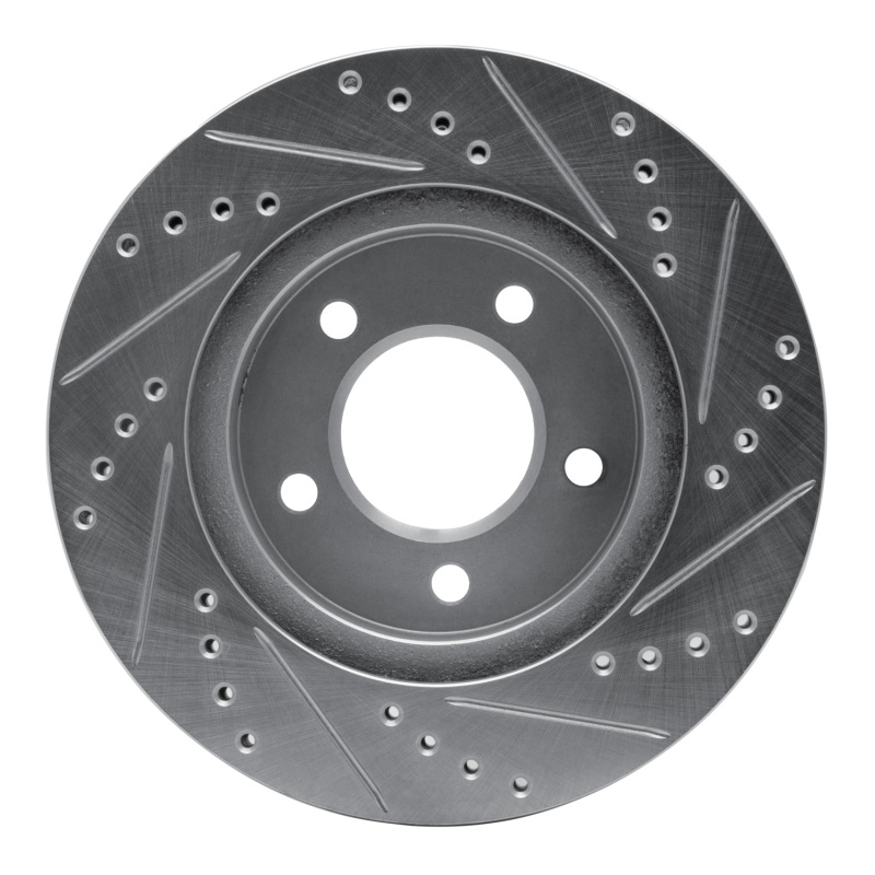 Chrysler LHS Brake Rotor (1) - Front Left - R1 Concepts - Drilled & Slotted - Silver - `98-`00